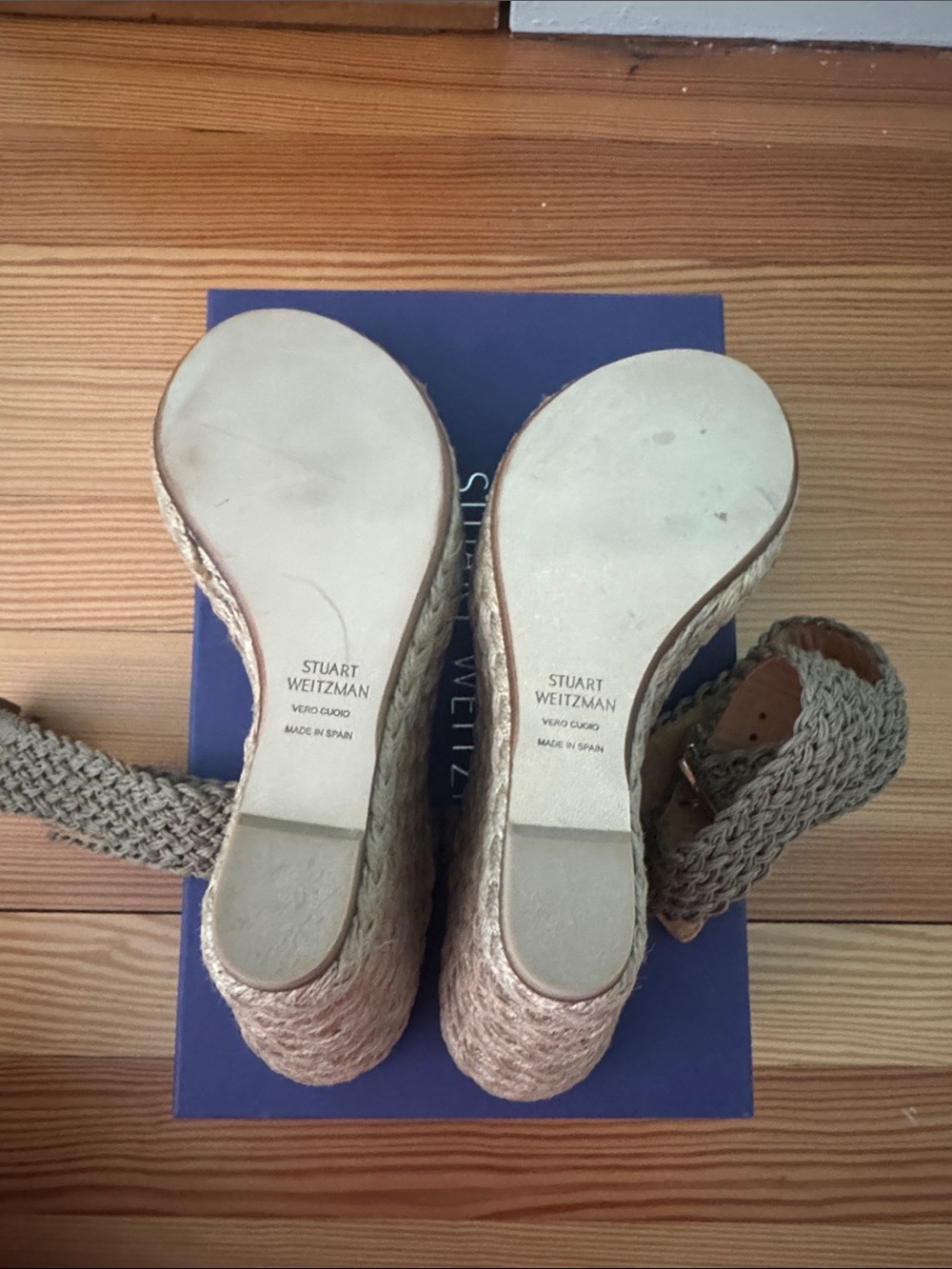 Stuart Weitzman "Alex" Crochet Espadrille Sandals in Swamp - Picture 6 of 9